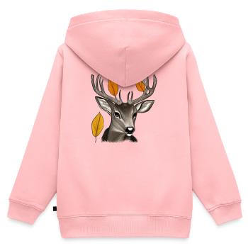 Tête de cerf en automne Bois de cerf Chèvre Fauve 4 - Sweat Premium à capuche zippé enfant bio - rose - Dos - AI Model Kid Female (0cm)