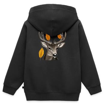 Hirschkopf im Herbst Hirsch Geweih Bock Reh Kitz 4 - Kinder Premium Organic Zip Hoodie - Schwarz - Hinten - AI Model Kid Male (0cm)