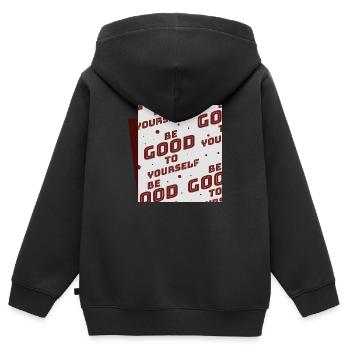 Soyez bon envers vous-même - Sweat Premium à capuche zippé enfant bio - noir - Dos - AI Model Kid Male (0cm)