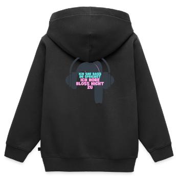 iCH HÖRE NICHT ZU - Kinder Premium Organic Zip Hoodie - Schwarz - Hinten - AI Model Kid Male (0cm)