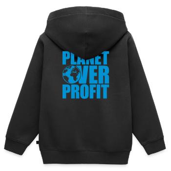 Planète sur le devis de profit - Sweat Premium à capuche zippé enfant bio - noir - Dos - AI Model Kid Male (0cm)