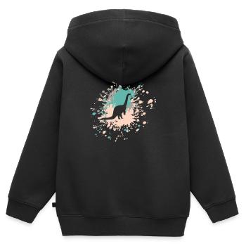 Éclaboussure de couleur de brontosaure - Sweat Premium à capuche zippé enfant bio - noir - Dos - AI Model Kid Male (0cm)