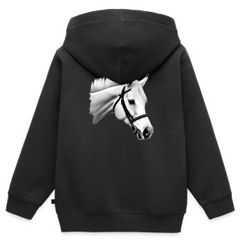 Pferd Skizze Bleistift Pferde Tier Porträts 3 - Kinder Premium Organic Zip Hoodie - Schwarz - Hinten - AI Model Kid Male (0cm)