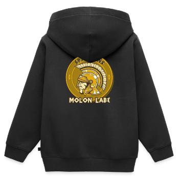 Molon Labe Sparta Helm Spartaner Spartacus - Kinder Premium Organic Zip Hoodie - Schwarz - Hinten - AI Model Kid Male (0cm)