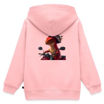 Happy Dino - Kinder Premium Organic Zip Hoodie - Rosa - Hinten - AI Model Kid Female (0cm)