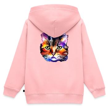 Katzengesicht 5 - Kinder Premium Organic Zip Hoodie - Rosa - Hinten - AI Model Kid Female (0cm)