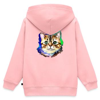 Katzengesicht 3 - Kinder Premium Organic Zip Hoodie - Rosa - Hinten - AI Model Kid Female (0cm)