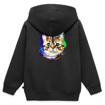 Katzengesicht 3 - Kinder Premium Organic Zip Hoodie - Schwarz - Hinten - AI Model Kid Male (0cm)