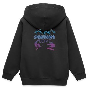 Snowboard Snowboarding Shirt - Board Love Vintage - Kinder Premium Organic Zip Hoodie - Schwarz - Hinten - AI Model Kid Male (0cm)