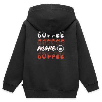 KAFFEE KAFFEE UND MOR-KAFFEE - Kinder Premium Organic Zip Hoodie - Schwarz - Hinten - AI Model Kid Male (0cm)