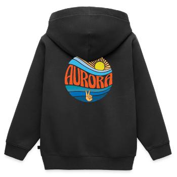 Aurora Hemd Vintage Sunset Aurora Groovy Tie Dye - Kinder Premium Organic Zip Hoodie - Schwarz - Hinten - AI Model Kid Male (0cm)