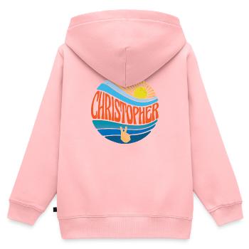 Chemise Christopher Vintage Coucher de soleil Christopher - Sweat Premium à capuche zippé enfant bio - rose - Dos - AI Model Kid Female (0cm)