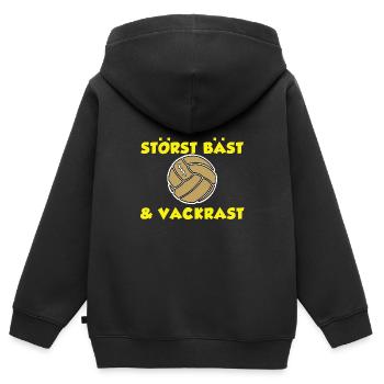 La plus grande, la meilleure et la plus belle Solna - Sweat Premium à capuche zippé enfant bio - noir - Dos - AI Model Kid Male (0cm)