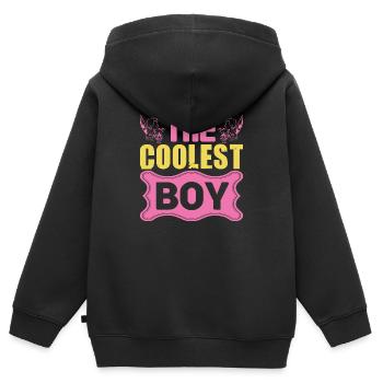 DER COOLSTE JUNGE - Kinder Premium Organic Zip Hoodie - Schwarz - Hinten - AI Model Kid Male (0cm)
