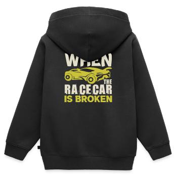 WENN DER RENNWAGEN KAPUTT IST LUSTIG - Kinder Premium Organic Zip Hoodie - Schwarz - Hinten - AI Model Kid Male (0cm)