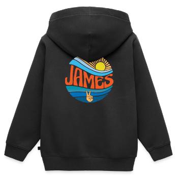 James Shirt Vintage Sunset James Groovy Tie Dye - Kinder Premium Organic Zip Hoodie - Schwarz - Hinten - AI Model Kid Male (0cm)