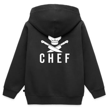 Chefkoch - Kinder Premium Organic Zip Hoodie - Schwarz - Hinten - AI Model Kid Male (0cm)