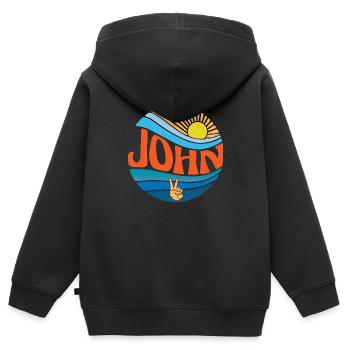 John Shirt Vintage Sunset John Groovy Tie Dye - Sweat Premium à capuche zippé enfant bio - noir - Dos - AI Model Kid Male (0cm)