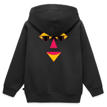 Geometrisches Lächeln - Kinder Premium Organic Zip Hoodie - Schwarz - Hinten - AI Model Kid Male (0cm)