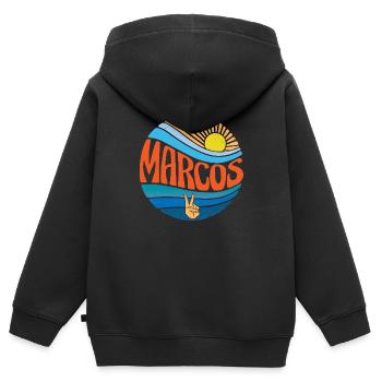 Chemise Marcos Vintage Sunset Marcos Groovy Tie Dye - Sweat Premium à capuche zippé enfant bio - noir - Dos - AI Model Kid Male (0cm)