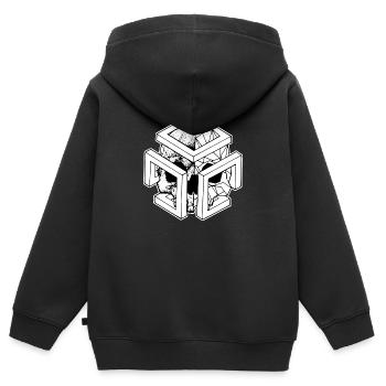 CRÂNE DE GÉO - Sweat Premium à capuche zippé enfant bio - noir - Dos - AI Model Kid Male (0cm)