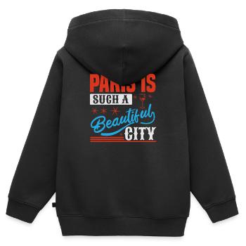 PARIS IST SO EINE SCHÖNE STADT - Kinder Premium Organic Zip Hoodie - Schwarz - Hinten - AI Model Kid Male (0cm)