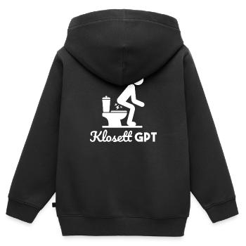 Klosett GPT Klo Toilette Geschenk - Kinder Premium Organic Zip Hoodie - Schwarz - Hinten - AI Model Kid Male (0cm)