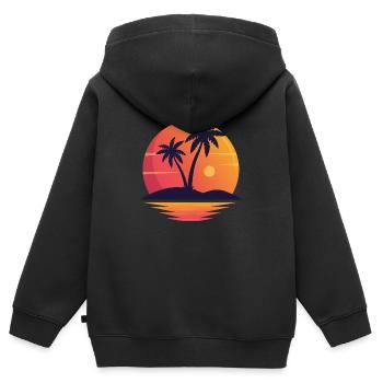Sonnenuntergang - Kinder Premium Organic Zip Hoodie - Schwarz - Hinten - AI Model Kid Male (0cm)