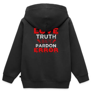 AIMEZ LA VÉRITÉ MAIS PARDONNEZ L’ERREUR - Sweat Premium à capuche zippé enfant bio - noir - Dos - AI Model Kid Male (0cm)