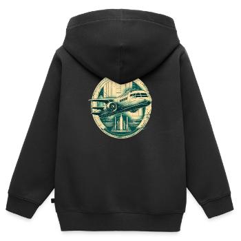 Luft 30 - Kinder Premium Organic Zip Hoodie - Schwarz - Hinten - AI Model Kid Male (0cm)