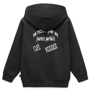 Ma recette pour une journée parfaite café musique - Sweat Premium à capuche zippé enfant bio - noir - Dos - AI Model Kid Male (0cm)