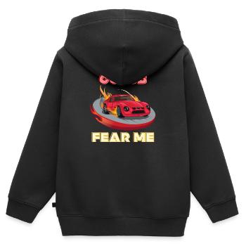 Les freins me craignent - Sweat Premium à capuche zippé enfant bio - noir - Dos - AI Model Kid Male (0cm)