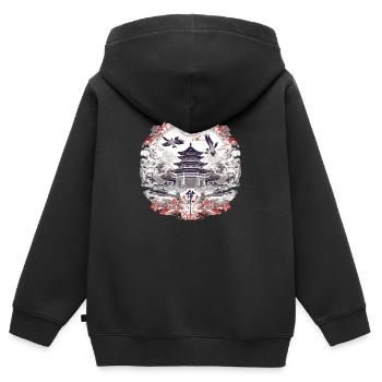 Folklore chinois - Sweat Premium à capuche zippé enfant bio - noir - Dos - AI Model Kid Male (0cm)