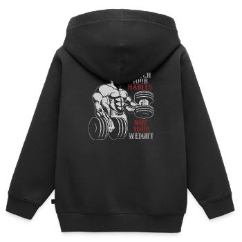 Watch Your Habits Gym Design - Kinder Premium Organic Zip Hoodie - Schwarz - Hinten - AI Model Kid Male (0cm)