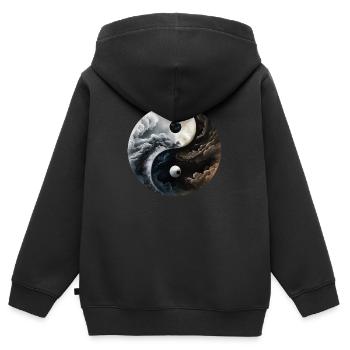 Ying Yang Motiv - Kinder Premium Organic Zip Hoodie - Schwarz - Hinten - AI Model Kid Male (0cm)