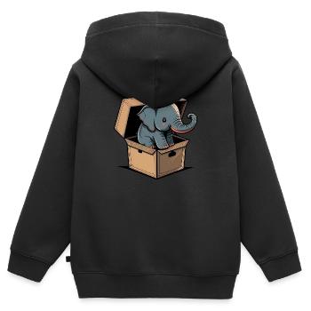 Netter Elefant in einer Kiste - Kinder Premium Organic Zip Hoodie - Schwarz - Hinten - AI Model Kid Male (0cm)