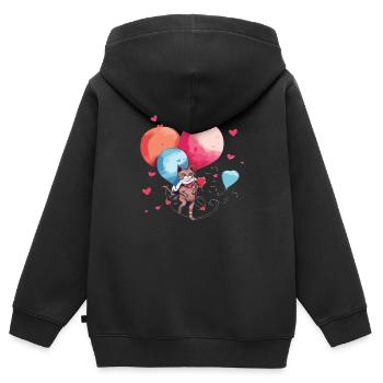 Mina la chatte aux ballons - Sweat Premium à capuche zippé enfant bio - noir - Dos - AI Model Kid Male (0cm)