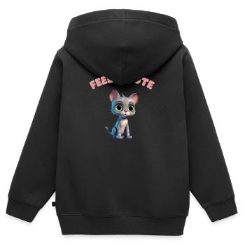niedliche Katze - Kinder Premium Organic Zip Hoodie - Schwarz - Hinten - AI Model Kid Male (0cm)