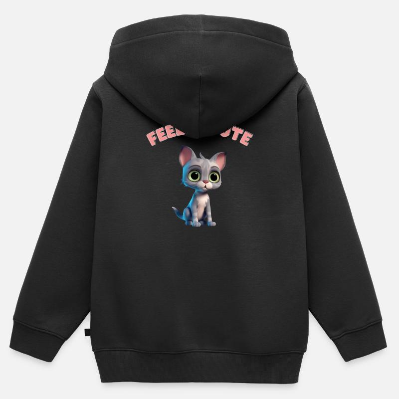chat mignon - Sweat Premium à capuche zippé enfant bio - noir