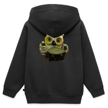 Eule Eule - Kinder Premium Organic Zip Hoodie - Schwarz - Hinten - AI Model Kid Male (0cm)