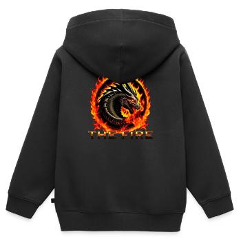 THE FIRE - Kids Premium Organic Zip-up Hoodie - black - Back - AI Model Kid Male (0cm)