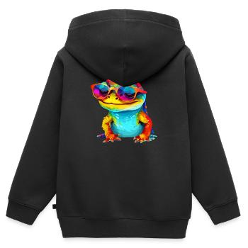 Ouk, die Brillenechse - Kinder Premium Organic Zip Hoodie - Schwarz - Hinten - AI Model Kid Male (0cm)