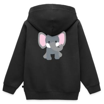 süßer Elefant - Kinder Premium Organic Zip Hoodie - Schwarz - Hinten - AI Model Kid Male (0cm)