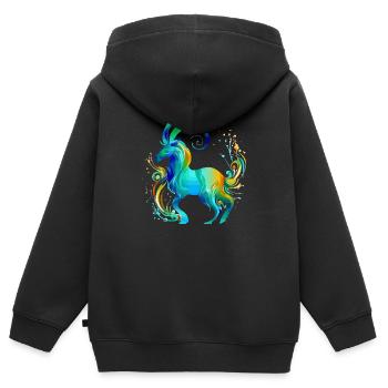 Lolo der Steinbock - Kinder Premium Organic Zip Hoodie - Schwarz - Hinten - AI Model Kid Male (0cm)