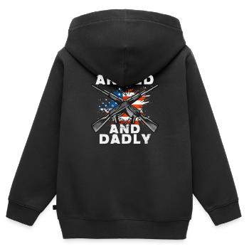 Pères paternels armés et paternels - Sweat Premium à capuche zippé enfant bio - noir - Dos - AI Model Kid Male (0cm)