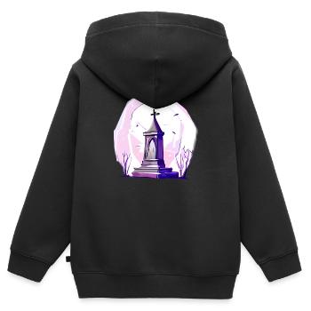 Pierre tombale abandonnée - Sweat Premium à capuche zippé enfant bio - noir - Dos - AI Model Kid Male (0cm)