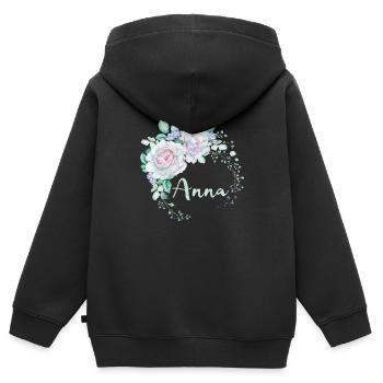 Für Anna - Kinder Premium Organic Zip Hoodie - Schwarz - Hinten - AI Model Kid Male (0cm)