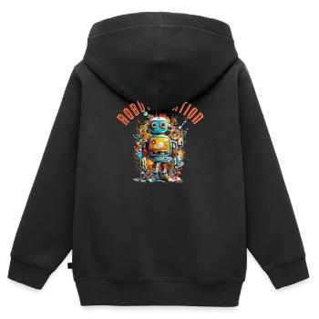 Roboter-Nation 3 - Kinder Premium Organic Zip Hoodie - Schwarz - Hinten - AI Model Kid Male (0cm)