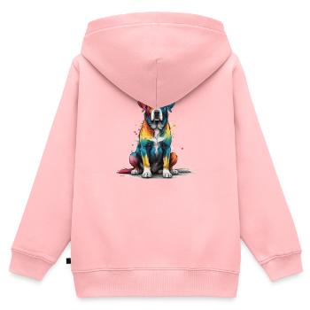 Farbiger Hund - Kinder Premium Organic Zip Hoodie - Rosa - Hinten - AI Model Kid Female (0cm)