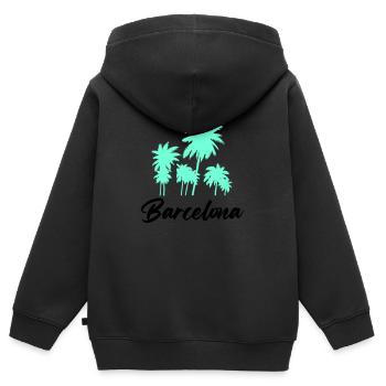 Barcelone - Sweat Premium à capuche zippé enfant bio - noir - Dos - AI Model Kid Male (0cm)